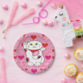 Assiettes En Carton Valentine Maneki Neko Chat Lucky (Fête)