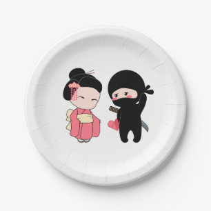 Assiettes En Carton Valentine Ninja et Geisha