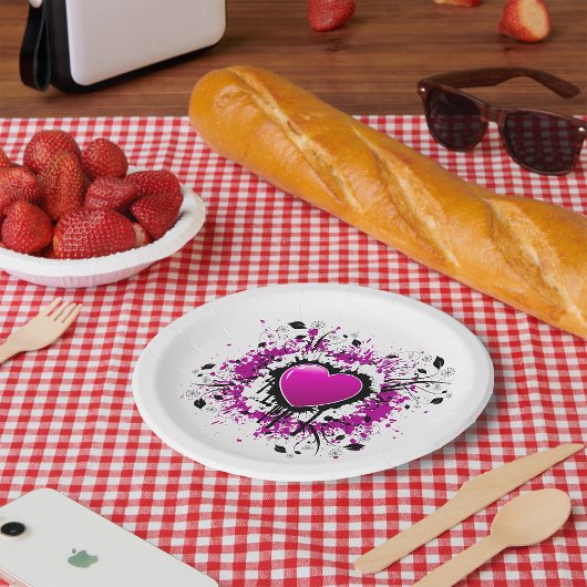Assiettes En Carton Valentine Purple Heart