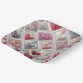 Assiettes En Carton Valentine Quilé Coeur Design (Angulaire)