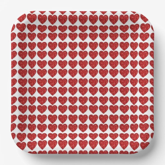 Assiettes En Carton Valentine Red Hearts (Recto)