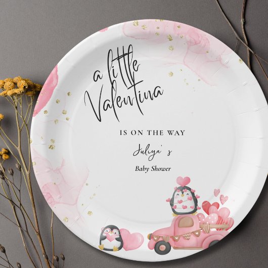 Assiettes En Carton Valentine rose bébé douche
