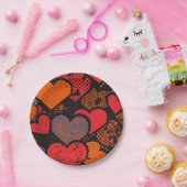 Assiettes En Carton Valentine’s Day Heart Pattern – Retro Pop Art (Fête)