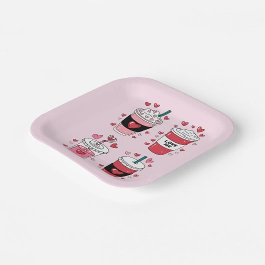 Assiettes En Carton Valentines Day Latte Coffee Lover (Angulaire)