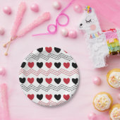 Assiettes En Carton Valentines Day Love Hearts Chevron Stripe Party (Fête)
