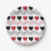 Assiettes En Carton Valentines Day Love Hearts Chevron Stripe Party (Devant)