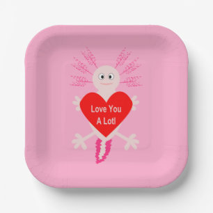 Assiettes En Carton Valentines Jour Amour Coeur Axolotl