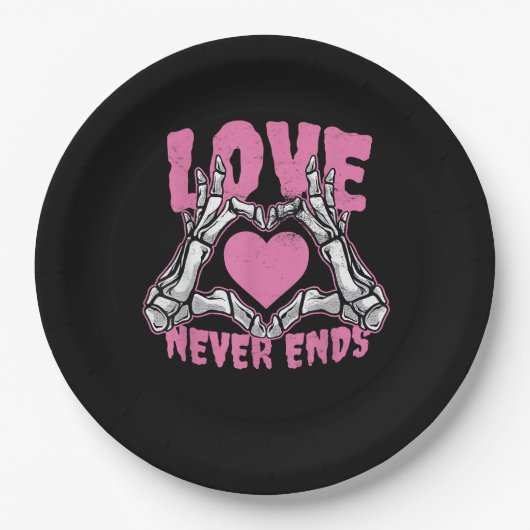 Assiettes En Carton Valentines Jour Coeur Squelette Mains Coeur (Devant)