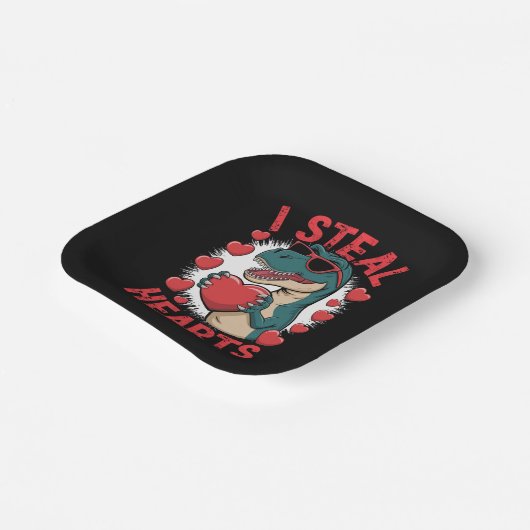 Assiettes En Carton Valentines Jour Dinosaure I Voler Coeurs Aimer T r (Angulaire)