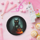Assiettes En Carton Vampire Chat et Assistant Citrouille Halloween Sur (Fête)