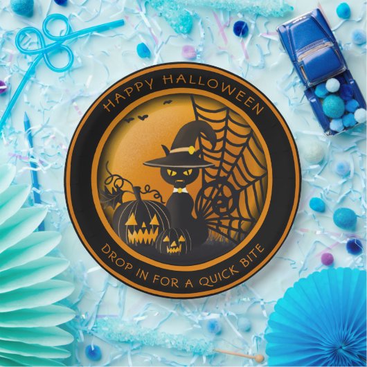Assiettes En Carton Vampire Chat noir Halloween Citrouilles Spiderweb (Fête)