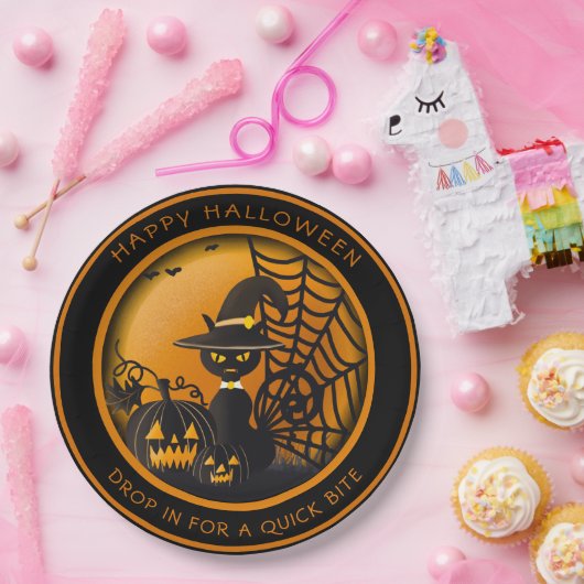 Assiettes En Carton Vampire Chat noir Halloween Citrouilles Spiderweb (Fête)