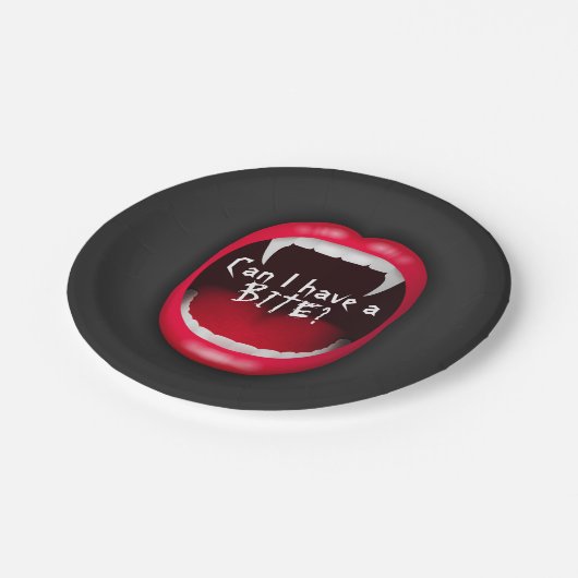 Assiettes En Carton Vampire Rouge & Noir Moderne Puis-Je Avoir Une Bit (Angle)
