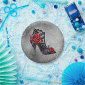 Assiettes En Carton Vampy Vogue Grunge | Stiletto Lace Bootie Roses (Fête)