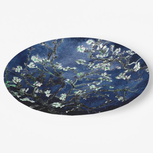 Assiettes En Carton Van Gogh Almond Blossoms Midnight Blue (Angle)