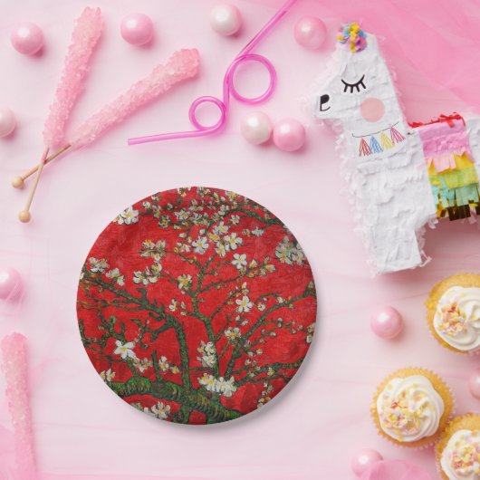 Assiettes En Carton Van Gogh Almond Blossoms Rouge (Fête)