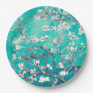Assiettes En Carton Van Gogh Almond Blossoms Turquoise