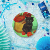 Assiettes En Carton Van Gogh Black Kitten Fleurs rouges (Fête)