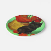 Assiettes En Carton Van Gogh Black Kitten Fleurs rouges (Angle)
