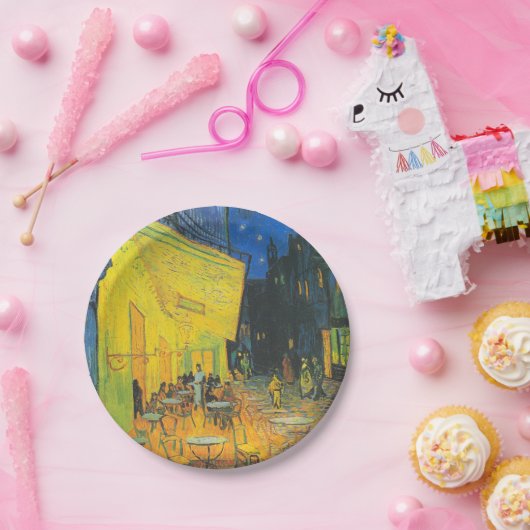 Assiettes En Carton Van Gogh Café Terrasse Rue Française Scène (Fête)