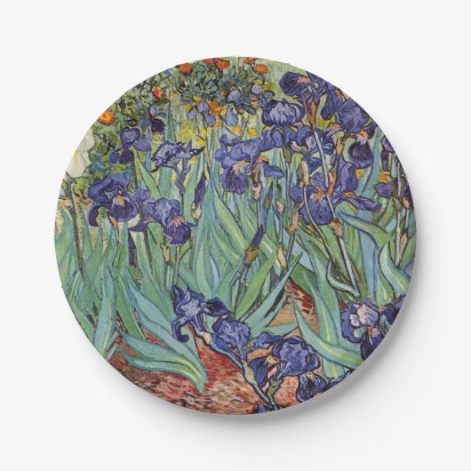 Assiettes En Carton Van Gogh Irises Peinture impressionniste (Devant)
