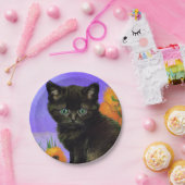 Assiettes En Carton Van Gogh Kitten noir avec des tournesols (Fête)