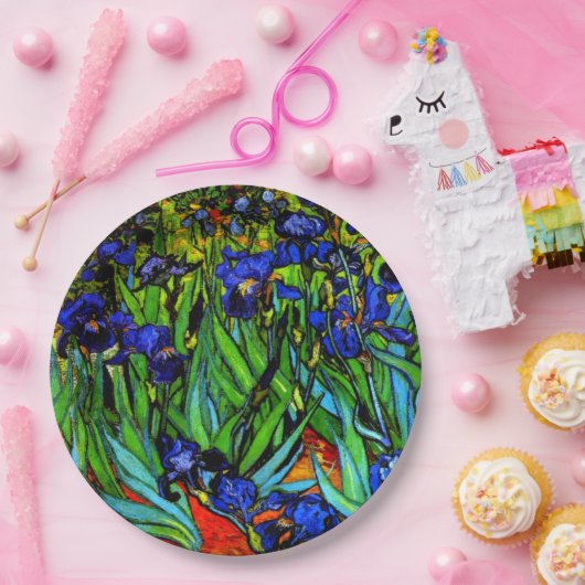 Assiettes En Carton Van Gogh peinture, Irises, (Fête)