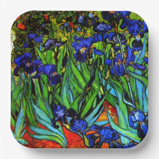 Assiettes En Carton Van Gogh peinture, Irises, (Recto)