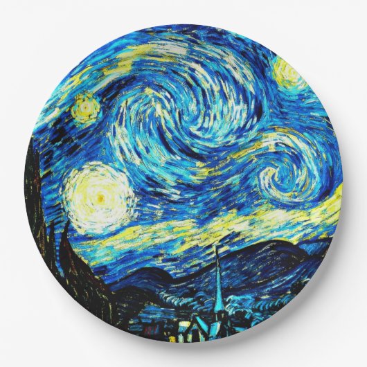 Assiettes En Carton Van Gogh - Starry Night, célèbre peinture (Devant)