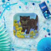 Assiettes En Carton Van Gogh Style Chat avec tournesol (Fête)