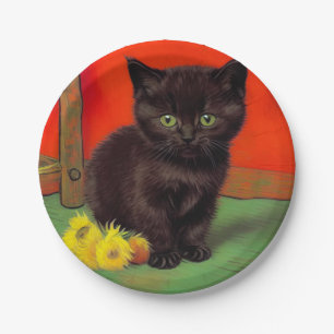 Assiettes En Carton Van Gogh Style Chat noir