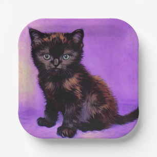 Assiettes En Carton Van Gogh Style Chat pourpre