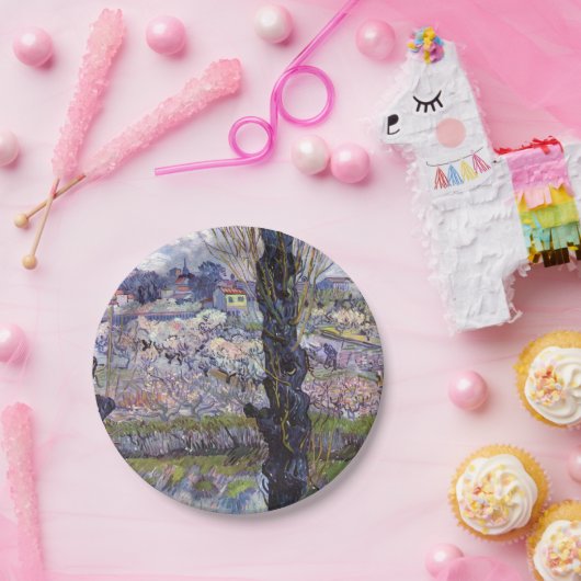 Assiettes En Carton Van Gogh Vue Arles Jardin Fleuri (Fête)