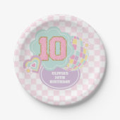 Assiettes En Carton Varsity pastel patch 10e Anniversaire (Devant)