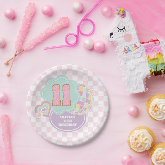Assiettes En Carton Varsity pastel patch 11e anniversaire (Fête)