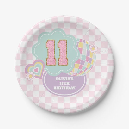 Assiettes En Carton Varsity pastel patch 11e anniversaire (Devant)