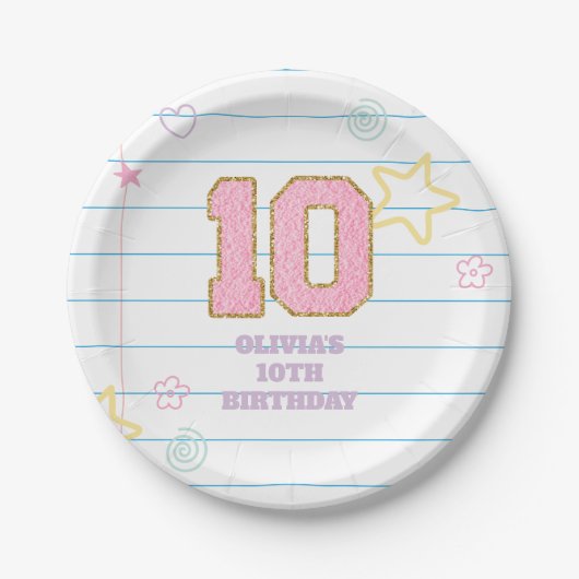 Assiettes En Carton Varsity pastel patch carnet 10e anniversaire (Devant)