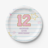 Assiettes En Carton Varsity pastel patch carnet 12e anniversaire (Devant)