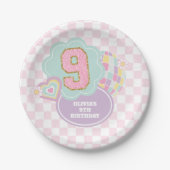 Assiettes En Carton Varsity pastel patch preppy 9e Anniversaire (Devant)