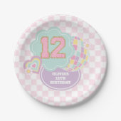 Assiettes En Carton Varsity pastel rapace patch 12ème anniversaire (Devant)