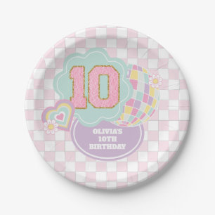 Assiettes En Carton Varsity preppy pastel patch 10e anniversaire