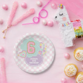 Assiettes En Carton Varsity preppy pastel patch 6e anniversaire (Fête)