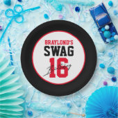 Assiettes En Carton Varsity Style Rouge Swag 16 Anniversaire (Fête)