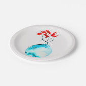 Assiettes En Carton Vase bleu Ikebana aquarelle (Angle)