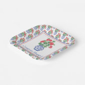 Assiettes En Carton Vase de Chinoiserie des Geraniums rouges (Angulaire)