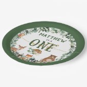 Assiettes En Carton Végétal Bois Animaux Sauvages Un 1er Anniversaire  (Angle)