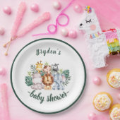 Assiettes En Carton Végétal mignon Forêt Baby shower Animaux (Fête)