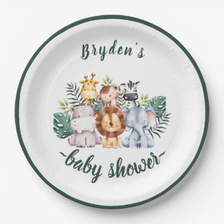 Assiettes En Carton Végétal mignon Forêt Baby shower Animaux