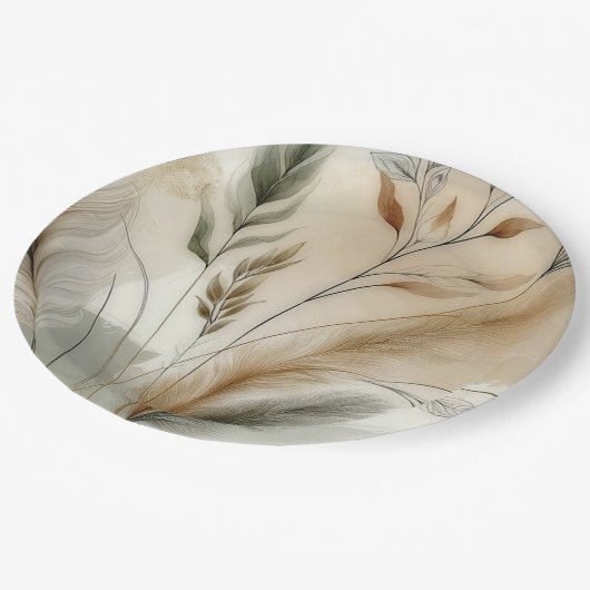 Assiettes En Carton Végétation agitée Mariage botanique moderne (Angle)