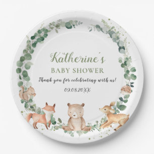 Assiettes En Carton Végétation des bois Baby shower neutre pour les 